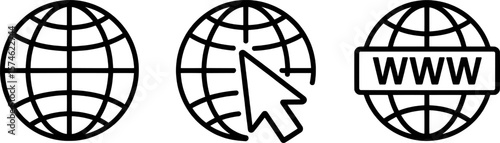 Globe icons with cursor and www text internet world