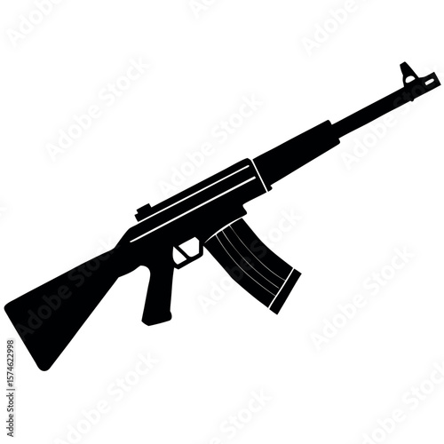 FN FAL Assault Rifle Isolated on a White Background Design