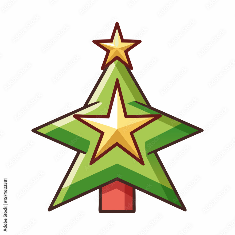 Obraz premium Illustration of a christmas tree with star decorations for holiday season celebrations and events on transparent background