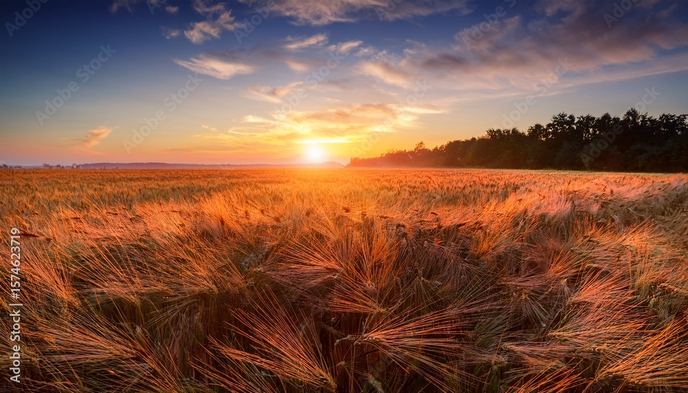 Fototapeta premium a stunning sunrise over a field of wheats symbolizing the new beginnings and blessings