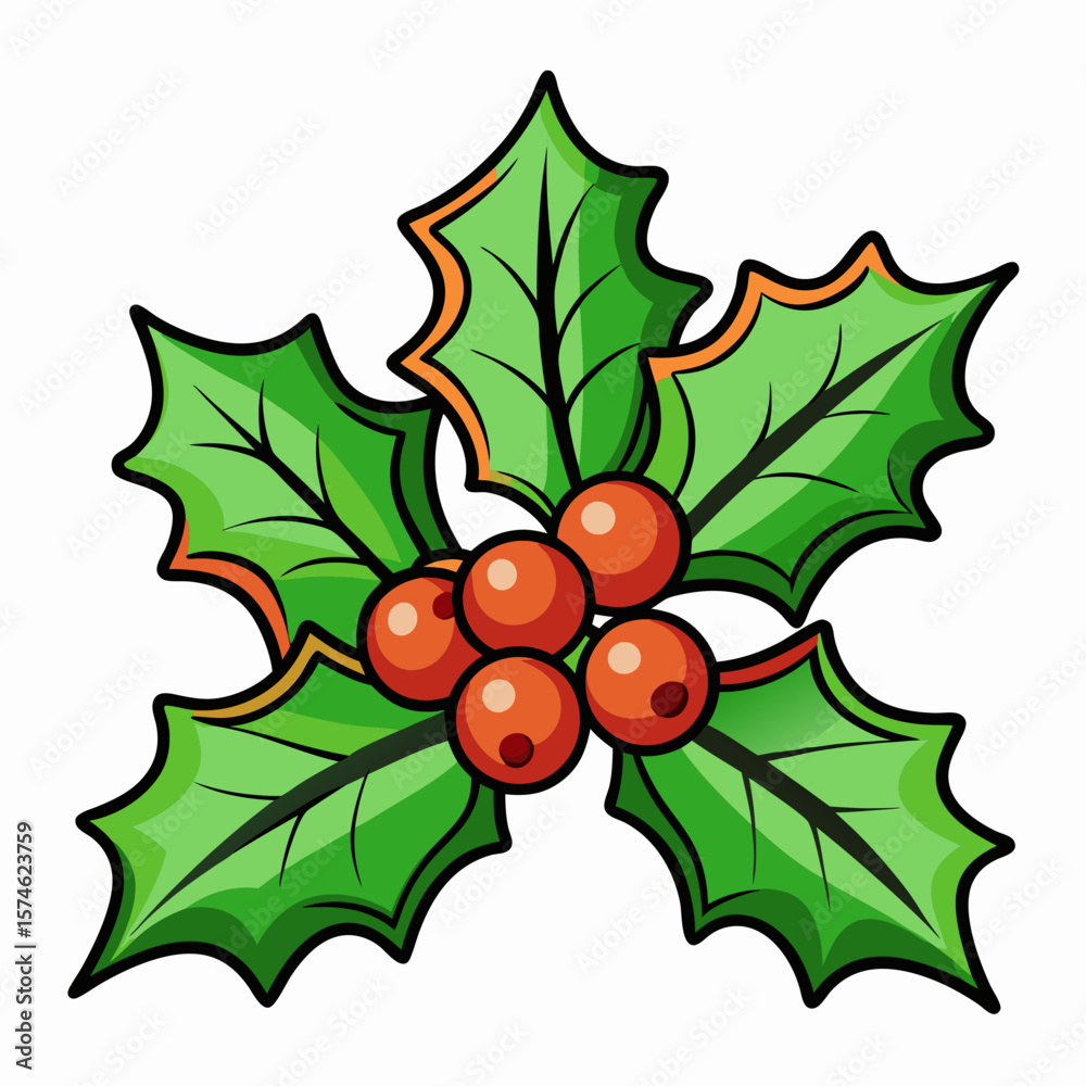 Holly berry christmas decoration vector illustration for holiday season and winter design element on transparent background Holly berry christmas decoration vector illustration for holiday season and winter design element on transparent background