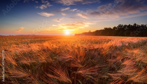 a stunning sunrise over a field of wheats symbolizing the new beginnings and blessings