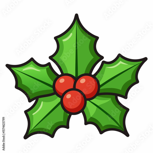 Holly berries christmas vector graphic illustration for holiday season christmas decoration design on transparent background