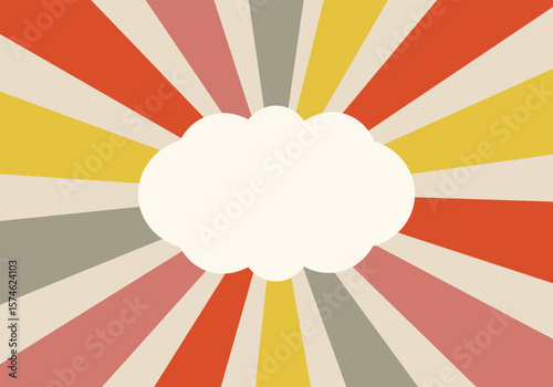 blank frame with retro sunburst background vector presentation day design template, flat style illustration, flat colors, vector graphics