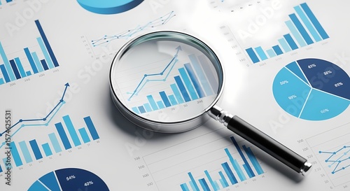 Business Data Analysis with Magnifying Glass Photo