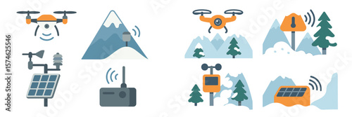 Drones and weather stations provide data collection in mountainous regions during clear weather conditions