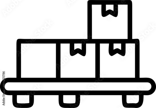 Vintage black and white illustration of an empty metal shopping cart with a mobile phone and luggage, an interior object design