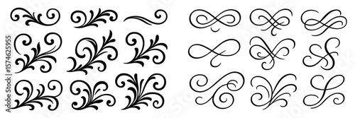 Elegant decorative flourishes and scrolls for creative design projects and artistic expressions