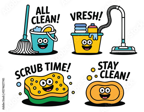 Cleaning Supplies: Pixel Art Cleaning Characters
