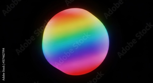 Abstract Orb Emitting a Vibrant Rainbow Spectrum of Light on a Dark Background