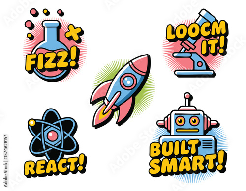 Science Education: Chemistry, Physics, Robotics, Space Exploration – Fun Learning Illustrations for Kids