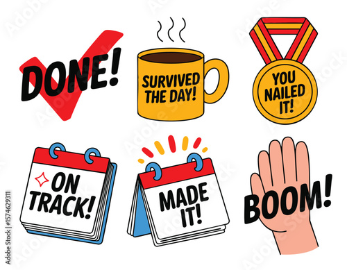 Productivity Icons: Achievement, Success, and Goals