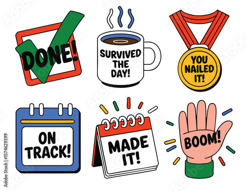 Pixel Art Success Icons: Achievement, Goal, Progress, Completion, Booking, Motivation Graphics for Business, Marketing, and Social Media