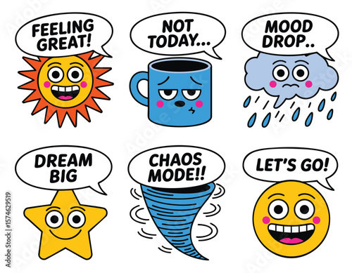 Cute Emojis & Weather Icons: Perfect for Mood Boards & Designs