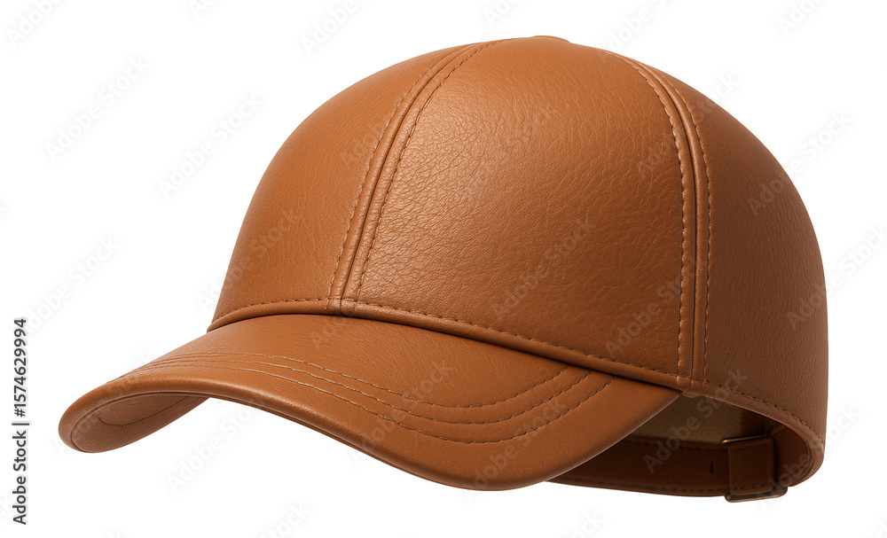 Fototapeta premium Leather cap in tan with a small, structured brim for a modern look