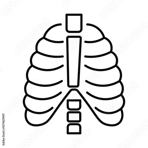 Human rib cage bone structure outline icon design skeletal thorax anatomy vector illustration for medical science education healthcare infographic.