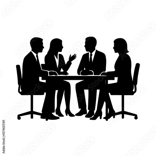 Business People Meeting Discussion Silhouette Icon