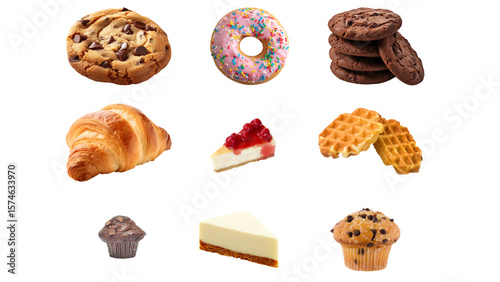 Bakery Treats Photo Set – Cookies, Donuts, Muffins & More (Isolated on White)