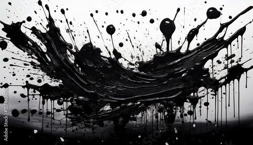 black grunge texture splashes blotter spots black liquid paint splash or ink splatter