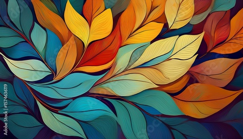 abstract colorful background with leaves