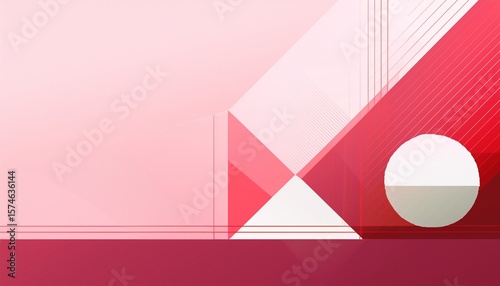 abstract geometric background white pink red geometric shapes and lines composition with copy space for text
