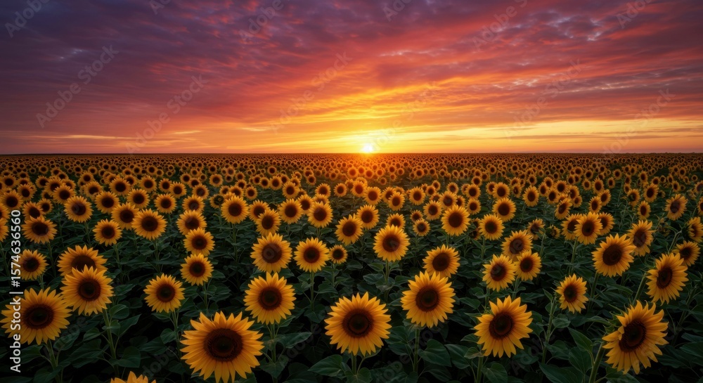 Fototapeta premium Yellow blossoms gently swaying in a sunset field. Copy space