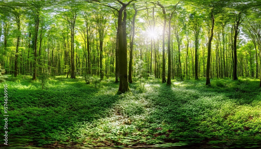 Obraz premium grunes wald panorama im sommer