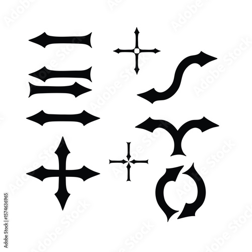 Black Bold Gothic Arrow Icons Set