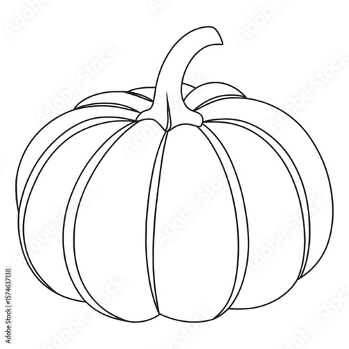 One continuous single-line drawing of a pumpkin sign. Food fruit silhouette in simple minimal linear style. Elegance Doodle outline vector illustration in line art an editable stroke