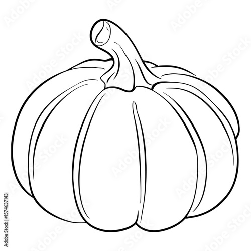 One continuous single-line drawing of a pumpkin sign. Food fruit silhouette in simple minimal linear style. Elegance Doodle outline vector illustration in line art an editable stroke