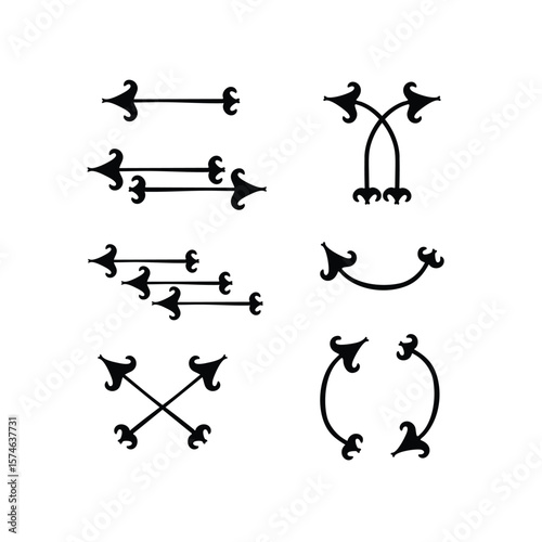Hand drawn Fleur-de-Lis style Arrow Set