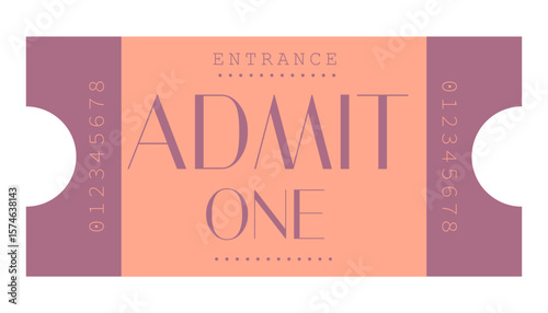 Admit one ticket, admit one ticket isolated