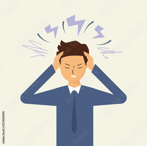 Stress and anxiety. Frustrated man holding her head, tension and headache. mental health, emotions, and lifestyle