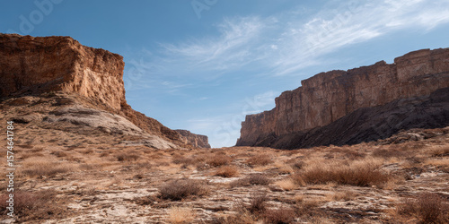 Wallpaper Mural Dry rocky basin with sheer cliff walls under clear blue sky Torontodigital.ca