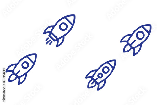Rocket icon. Simple outline rocket sign. Rocket launched icon.