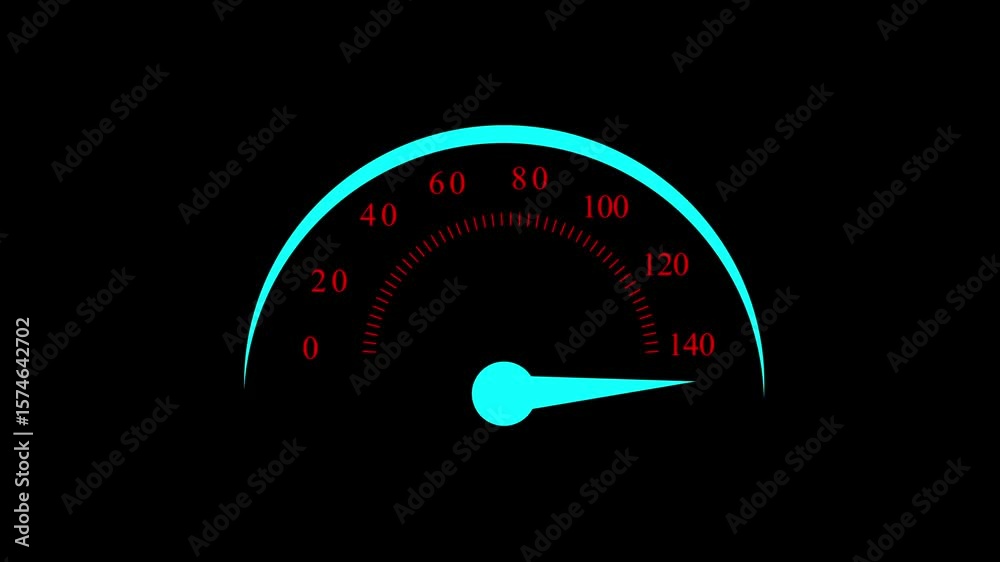 A colorful speed miter animation. Digital symbols at the speed meter. Car speed meter and counter - Speed concept.