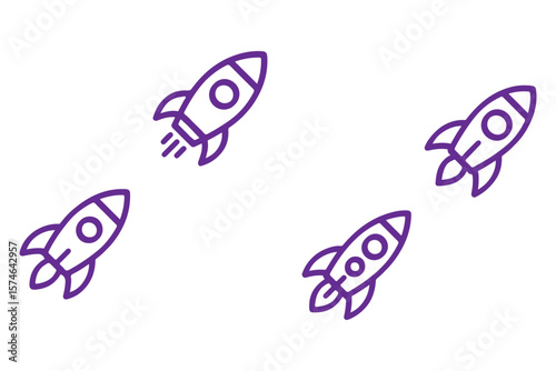 Rocket icon. Simple outline rocket sign. Rocket launched icon.