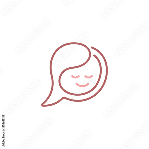 Logo design of a chat bubble in the shape of a human figure, symbolizing communication, connection, and customer interaction in a sleek, modern design.
