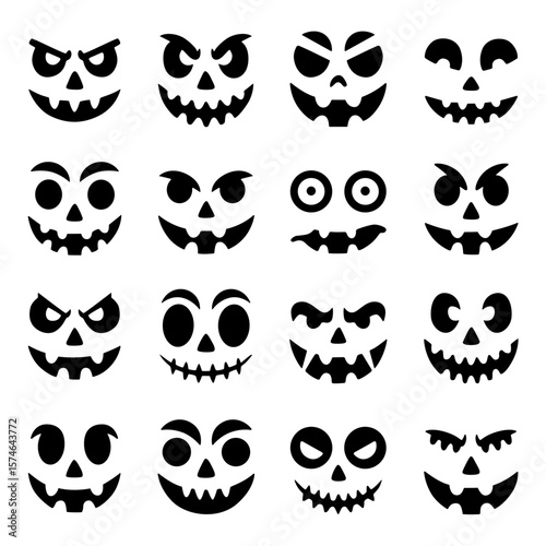  16 Halloween Pumpkin Face SVG Bundle – Spooky & Fun Jack-O'-Lantern Cut Files, Pumpkin Face Svg, Jack O Lantern Faces, Pumpkin Faces Clipart, Halloween Face Svg, Cut Files, 