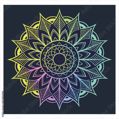 Intricate floral mandala design with calming blue, pin,k and cream colors
