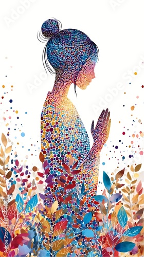 Mindfulness and gratitude illustrated in a colorful mosaic