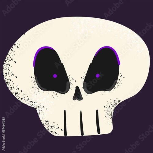 Scull for Halloween. Doodle style spooky scalp. Isolated vector illustration.