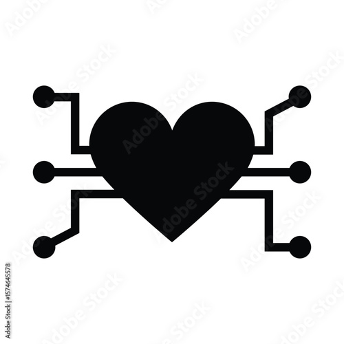 Digital Heart Circuit Icon