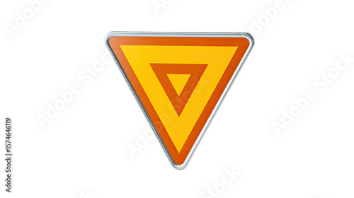 Yield Sign: A graphic depiction of a yellow and orange triangular yield sign, a universal symbol of traffic regulation and road safety. Free Download Yield Sign: A graphic depiction of a yellow and orange triangular yield sign, a universal symbol of traffic regulation and road safety. - GFXLoad