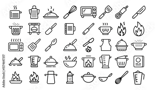 Kitchen and cooking icon set, vector illustration