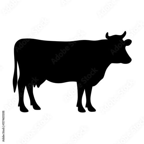 Cow Silhouette Vector in Clean Flat Style