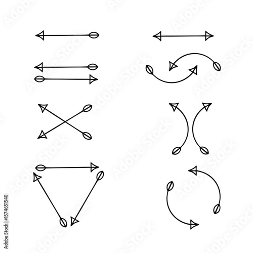 Delicate Hand drawn Arrow Icons with Leaf Tips