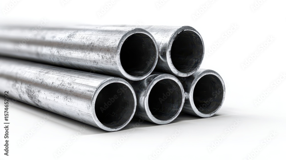 Fototapeta premium High quality photo of steel Pipes on white background for Industrial Use.