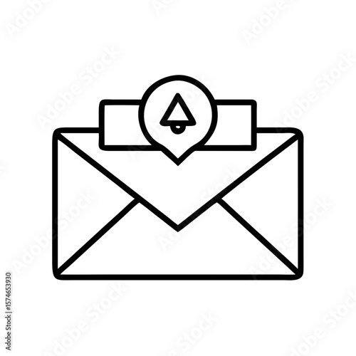 Envelope with notification icon in simple line art design  