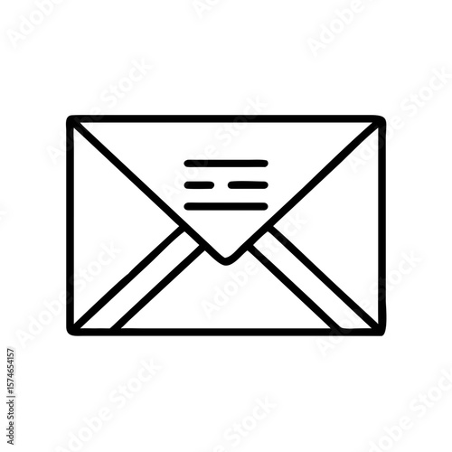 Sealed envelope icon in minimalistic black line style  